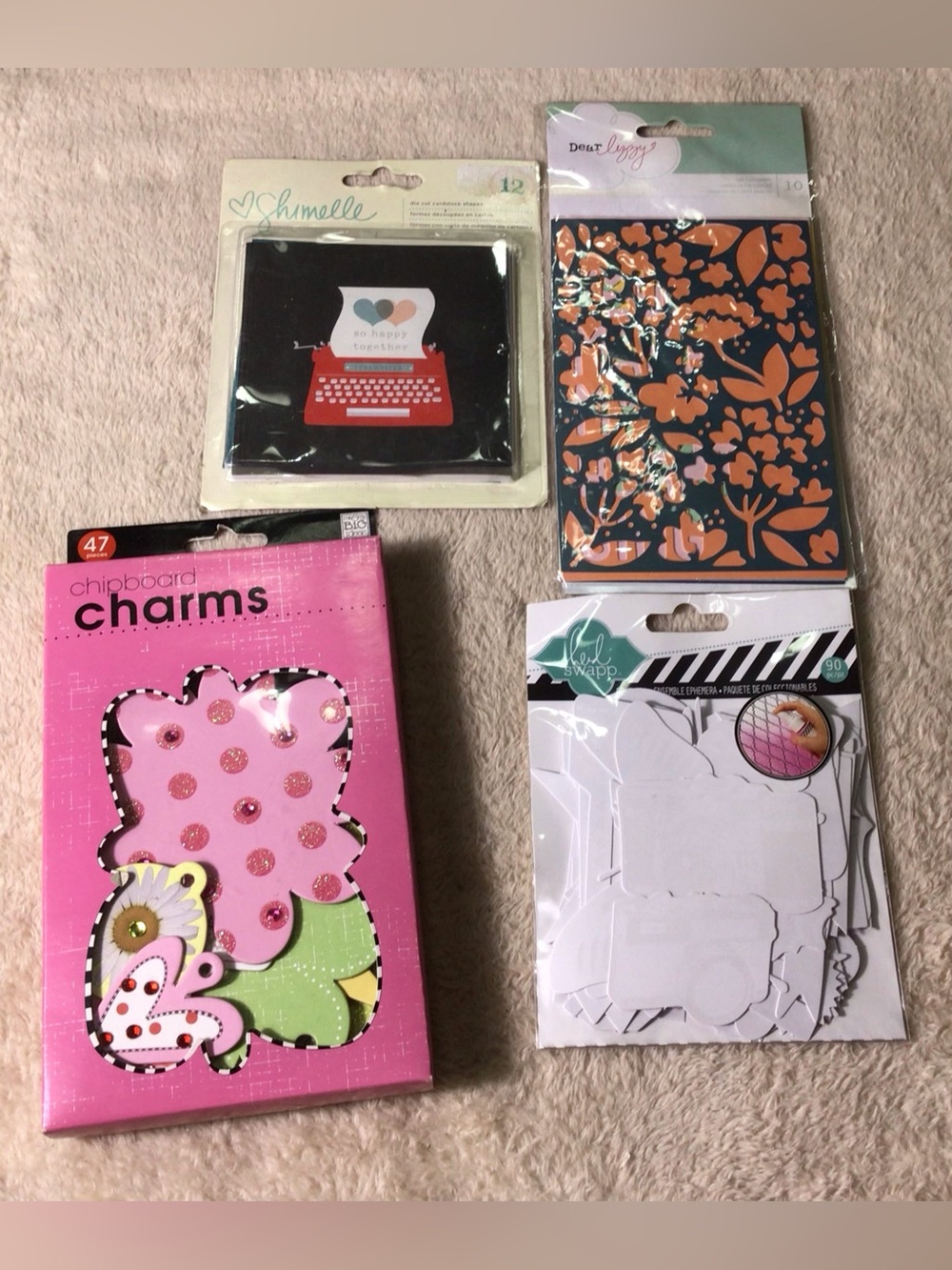 Mixed scrapbook embellishments